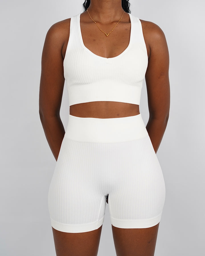 Garm Island Seamless Ribbed Sports Bra in white
