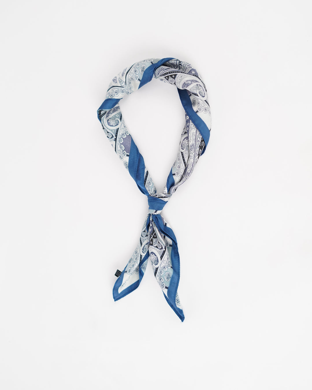 Soft Square Paisley Print Silk Scarf in Blue