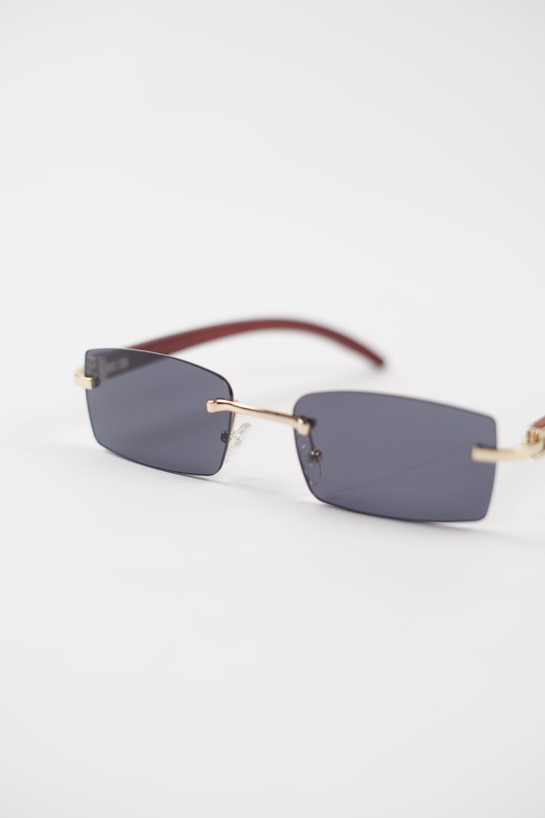 Buffalo Horn Rimless Wood Frame Sun glasses in Black