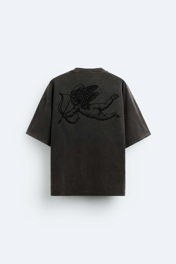 Garm Island Cherub T-shirt in washed black