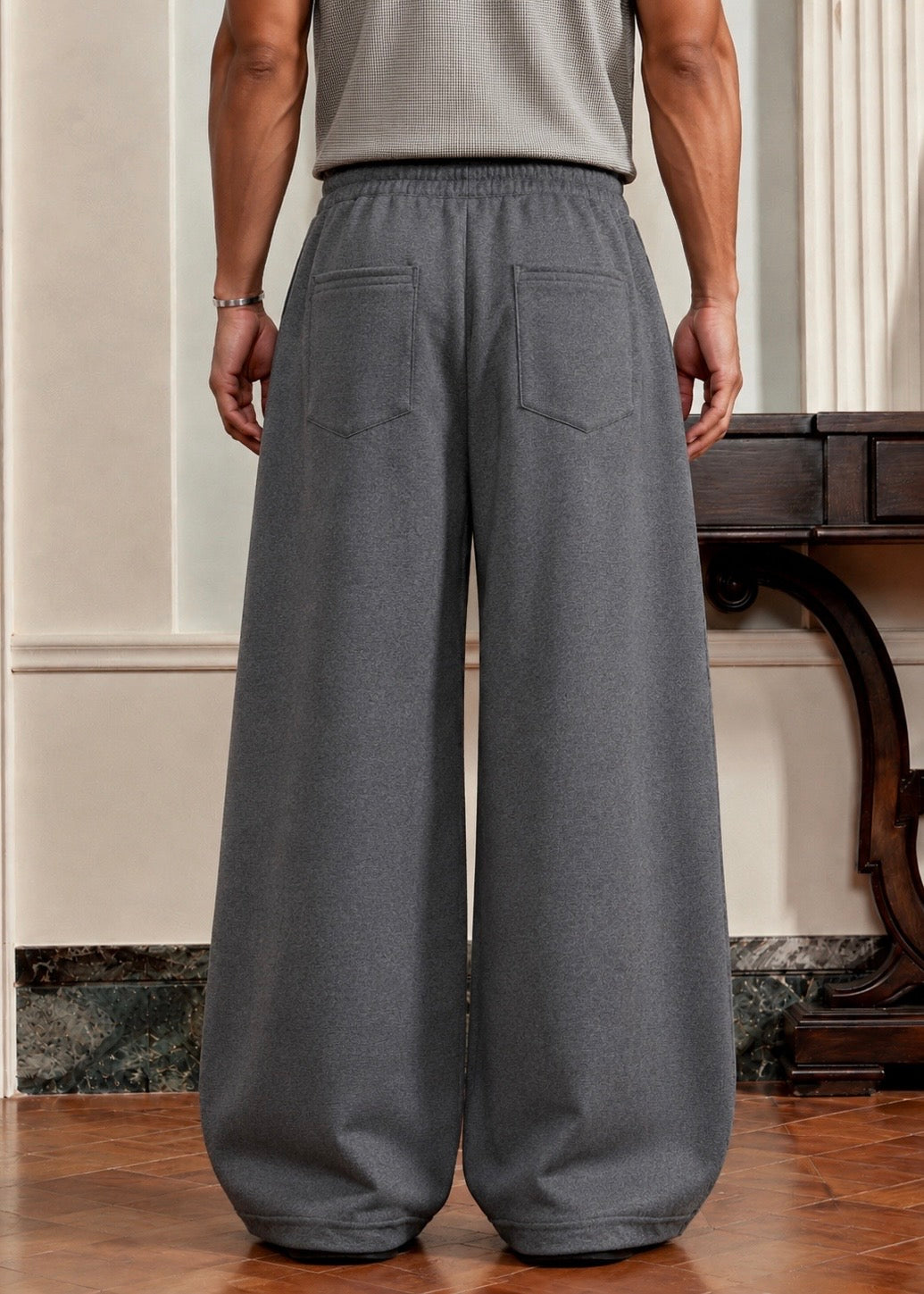 Nuclear Fission Double pleated Sweatpants in Grey