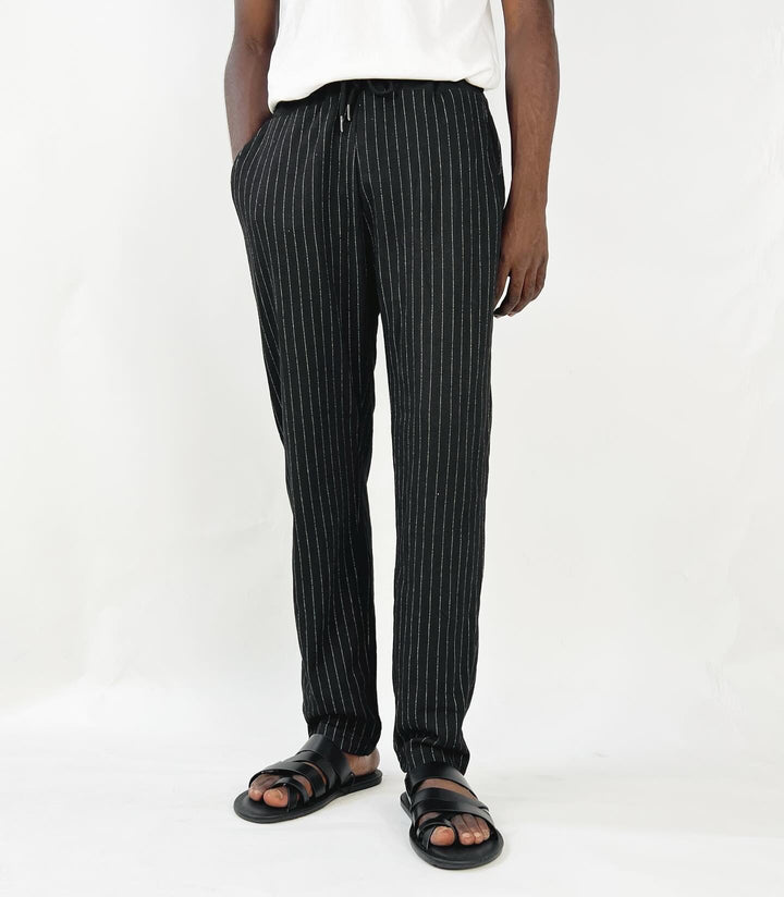 Royal Class Pinstripe Jogger Trousers in black