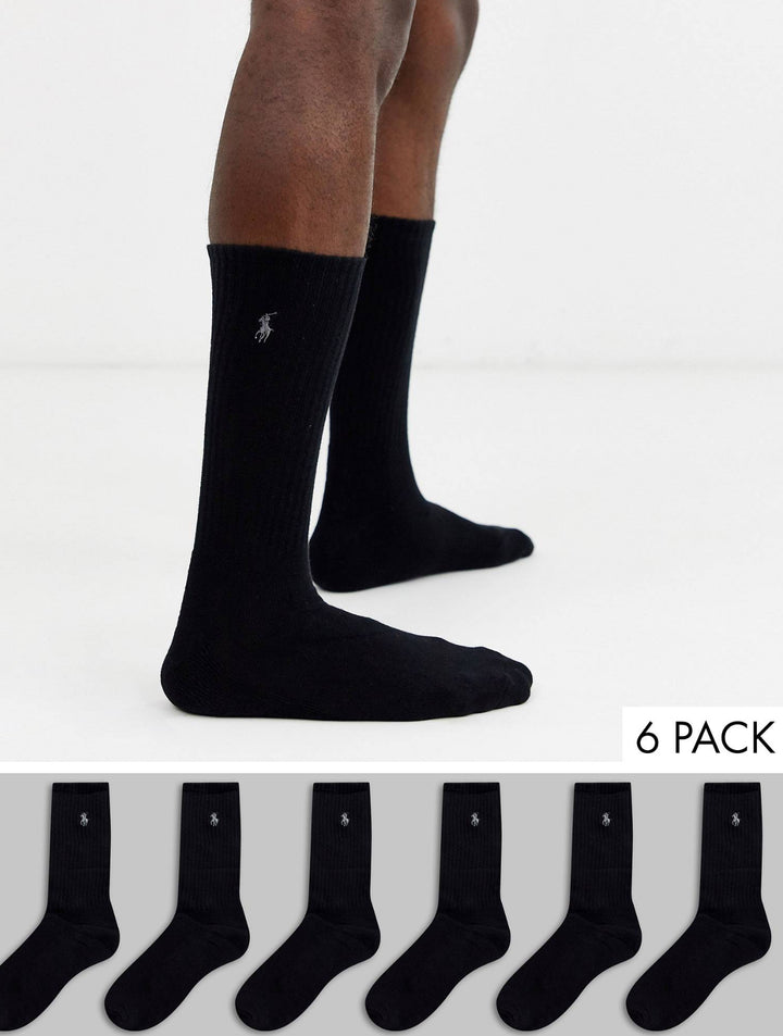 Polo Ralph Lauren 6 pack crew socks in black