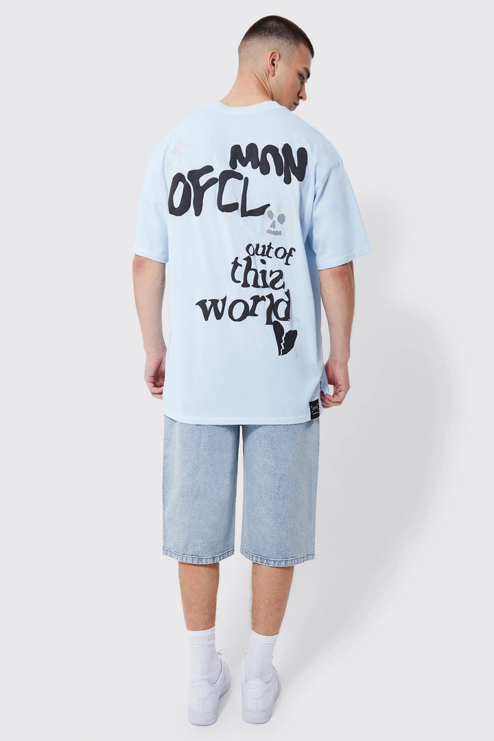 BOOHOOMAN RELAXED RIGID LONGLINE DENIM SHORTS