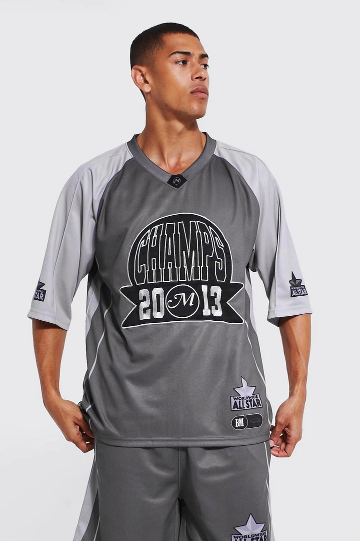 BOOHOOMAN CHAMPS MESH HOCKEY MESH T-SHIRT