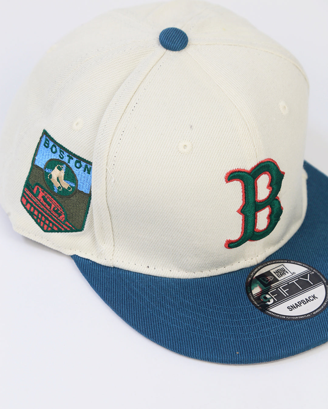 Boston Sox Landscape Adjustable SnapBack in Teal Blue and Beige