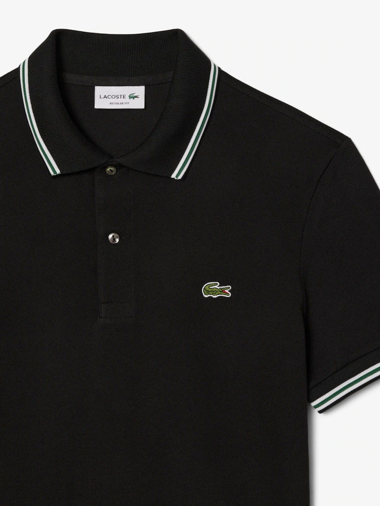 Lacoste Tipped Short Sleeve Polo Shirt in Black