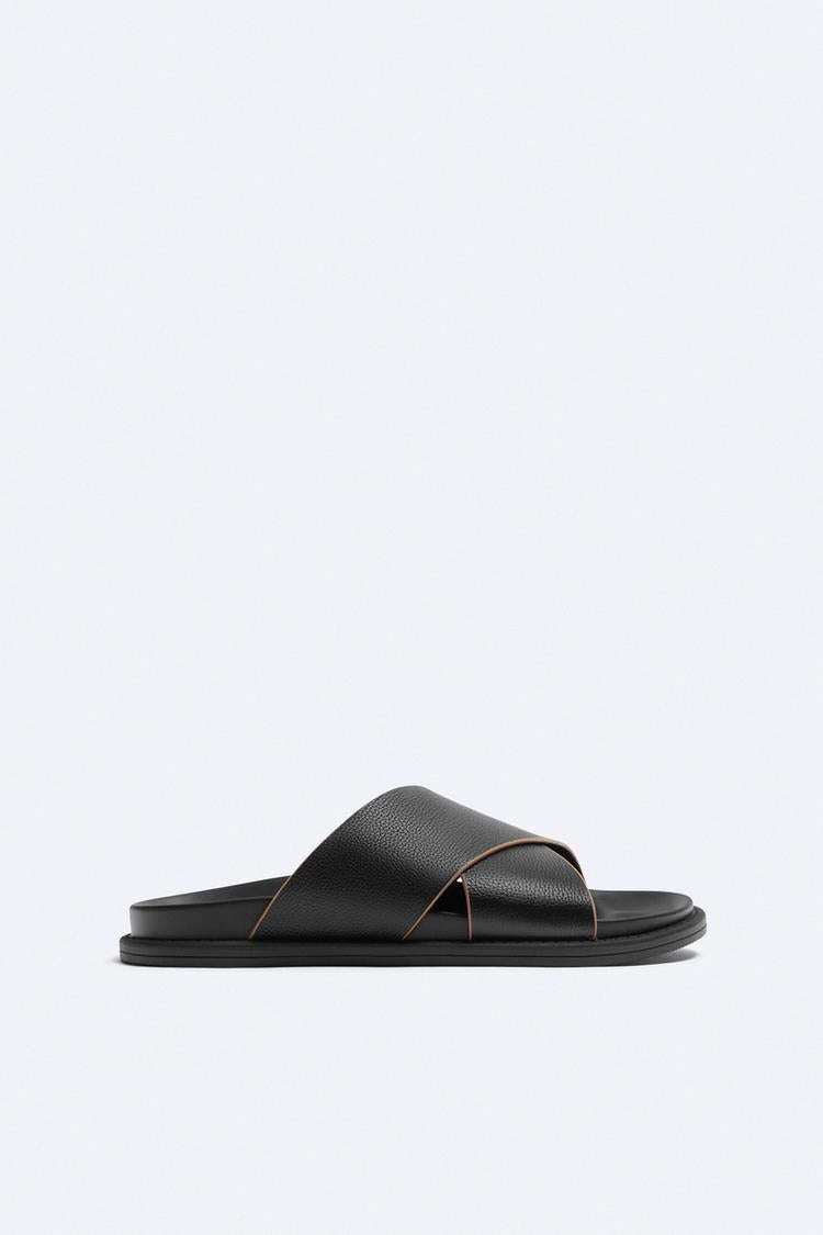 Zara Leather Cross Over Sandals