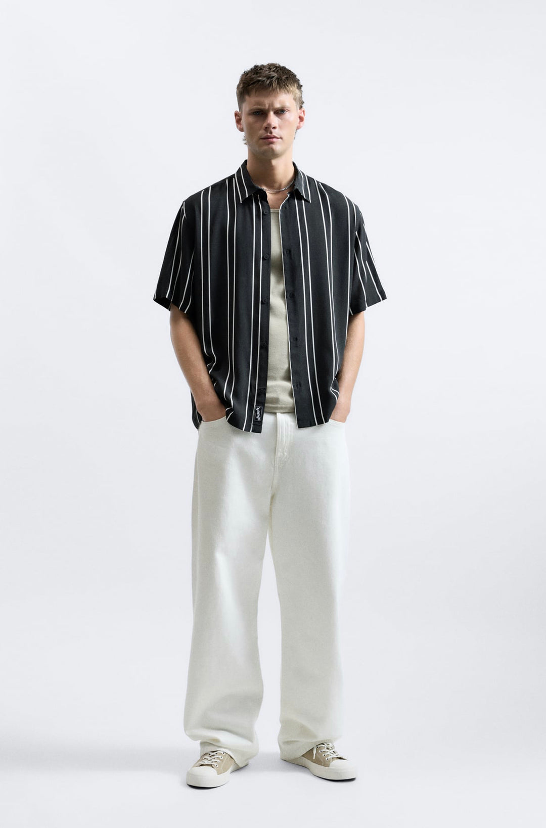 ZARA STRIPED VISCOSE SHIRT