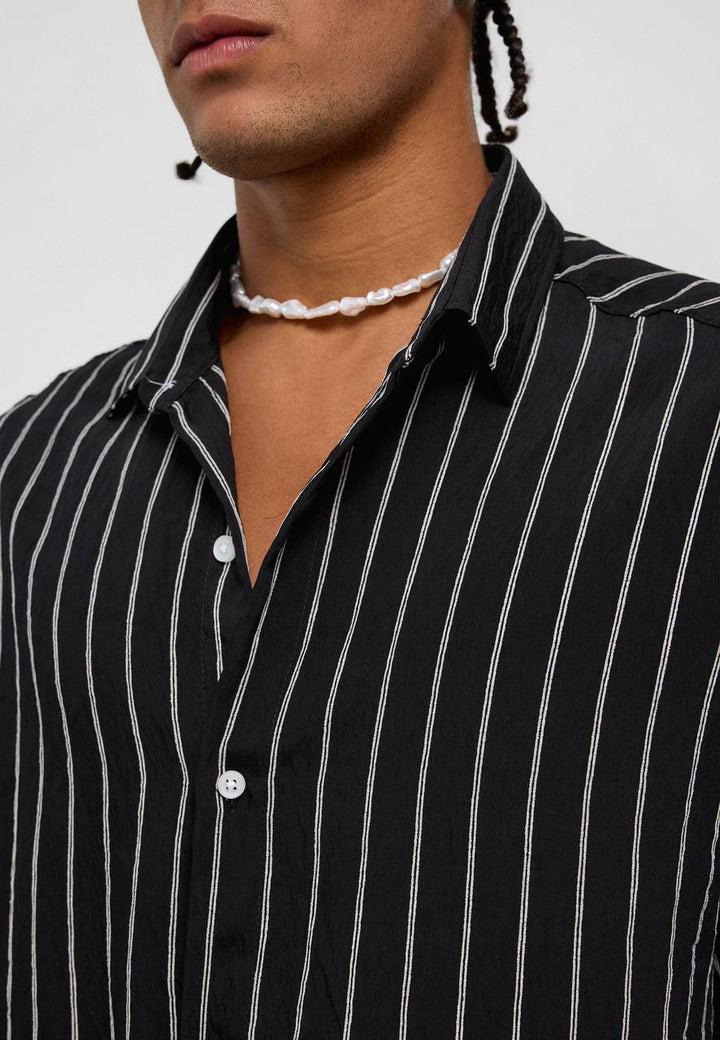 Essence of Life Pinstripe Shirt in Black