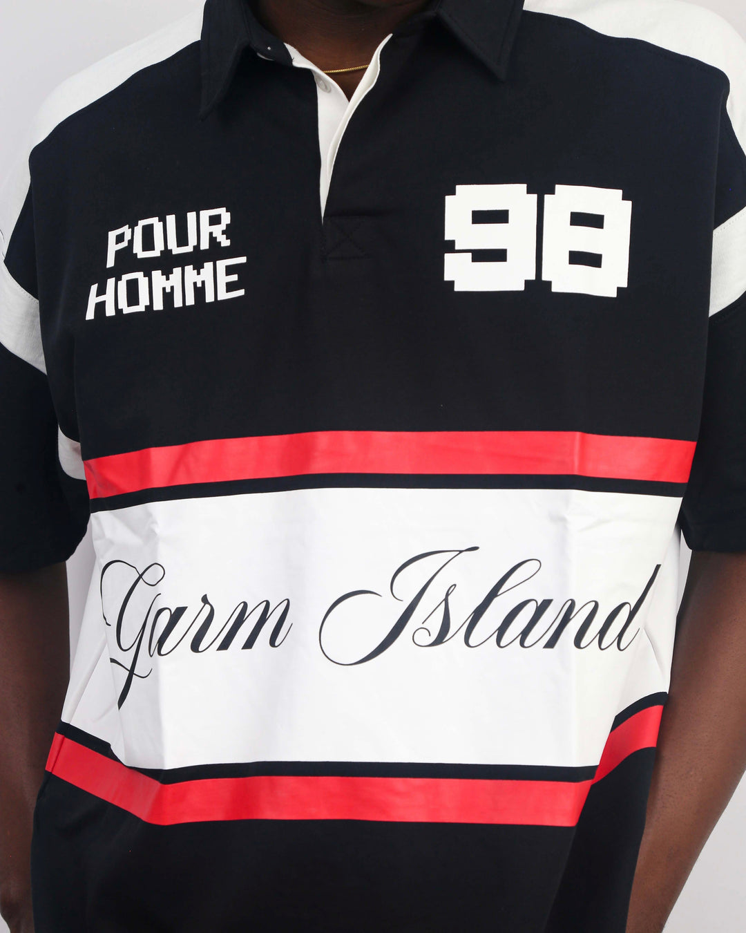 Garm Island Pixel Rugby Polo Shirt in Black