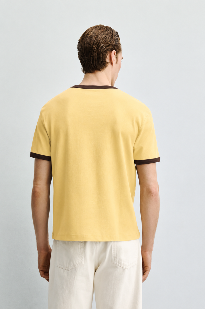 Vamos Contrast Collar Oversized T-shirt in Butter
