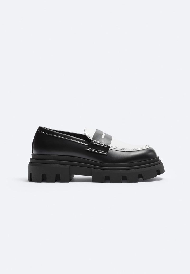 ZARA CONTRAST PENNY STRAP LOAFERS