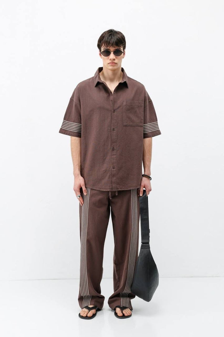 Vamos Short Sleeve Set in Brown