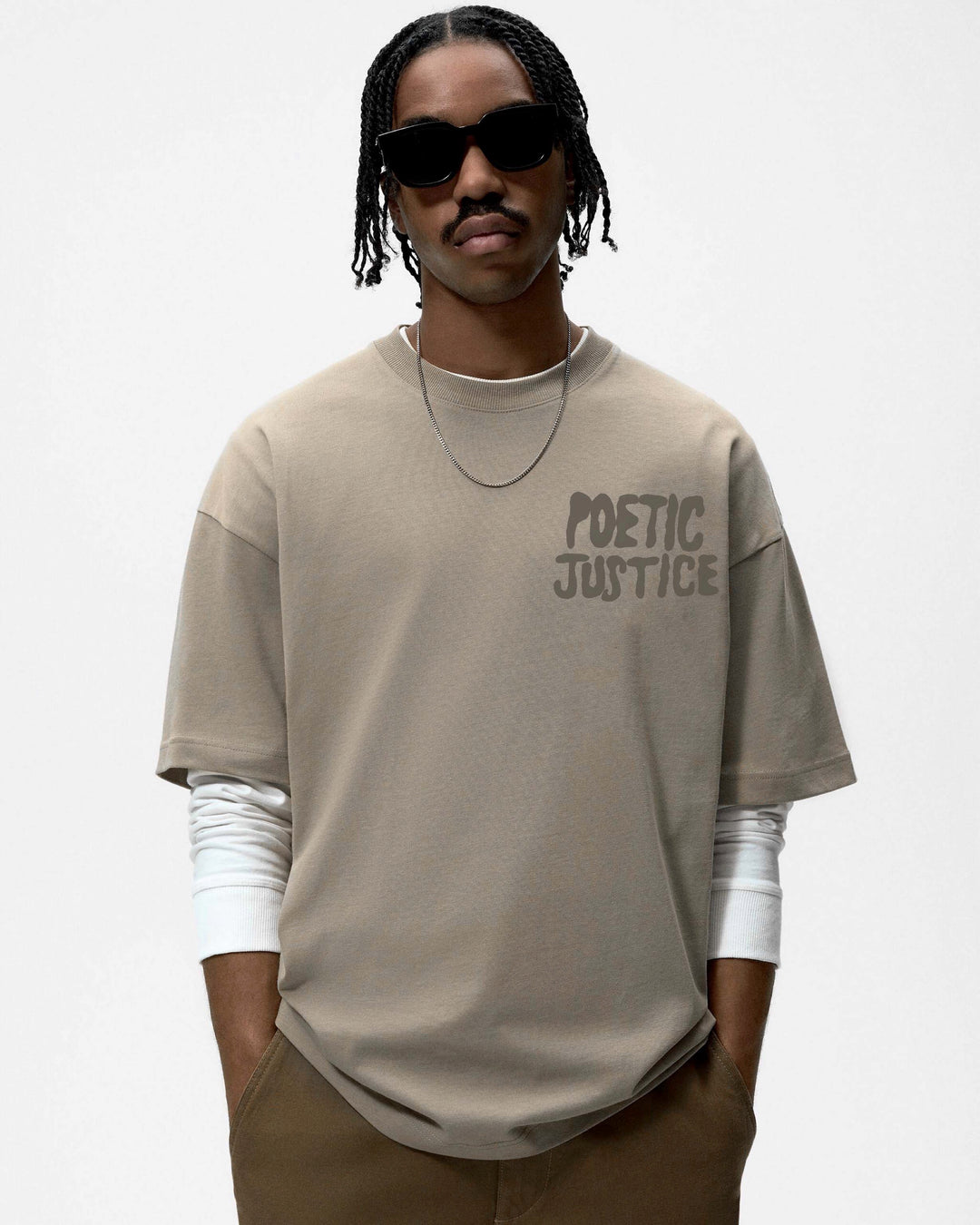 Garm Island Poetic Justice print T-shirt in Mud