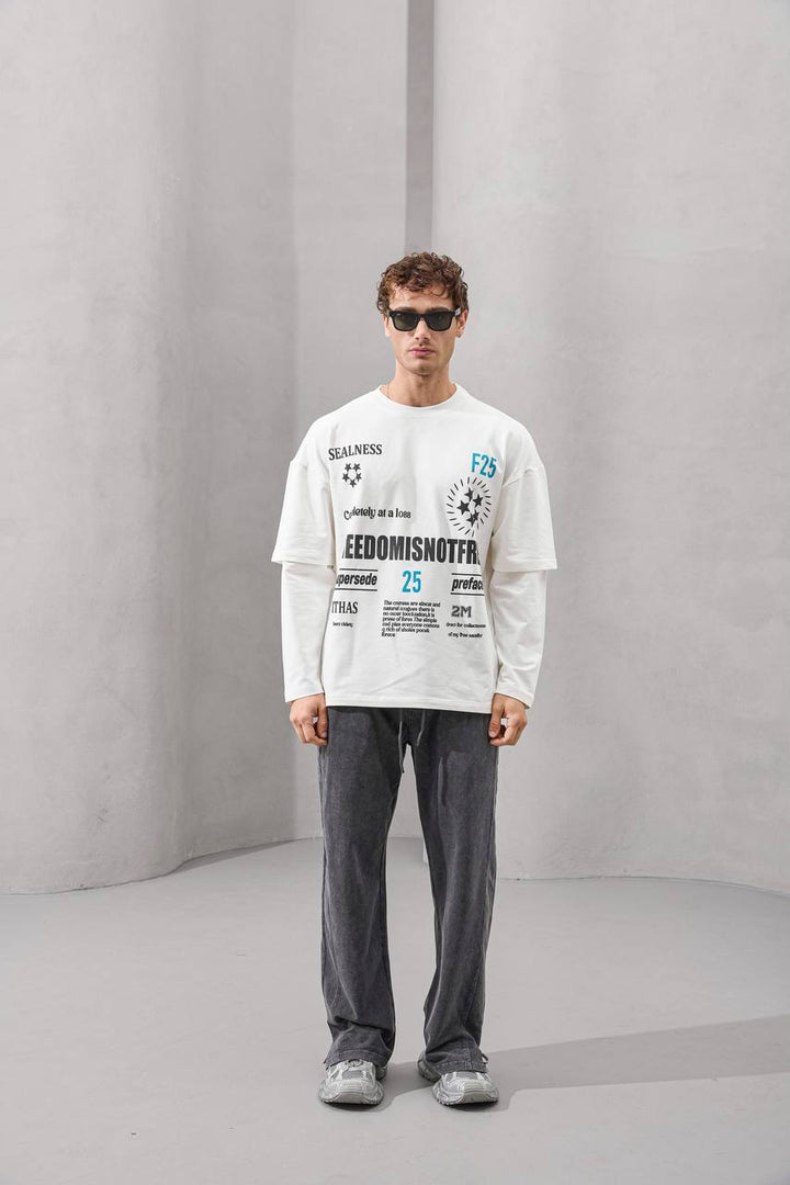 2morrow Oversized Graphic Text Print in White
