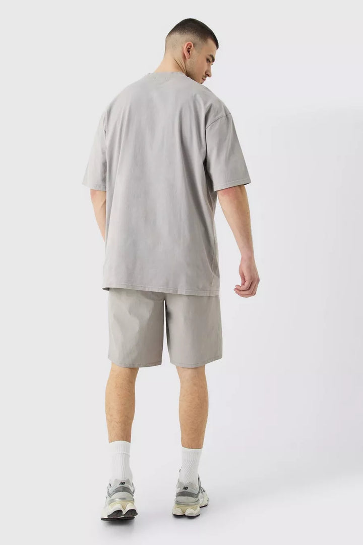 BOOHOOMAN ELASTICATED WAIST PINTUCK SEAM NYLON SHORT