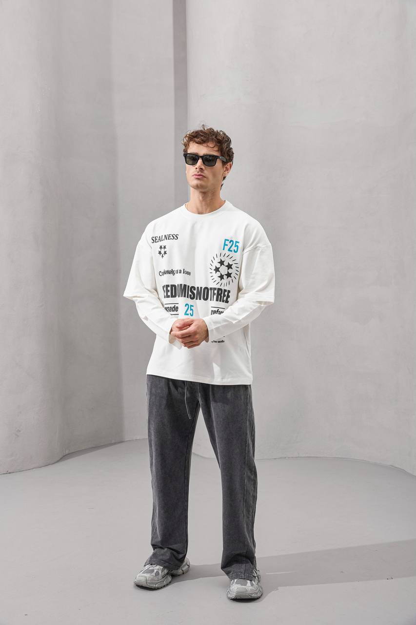 2morrow Oversized Graphic Text Print in White