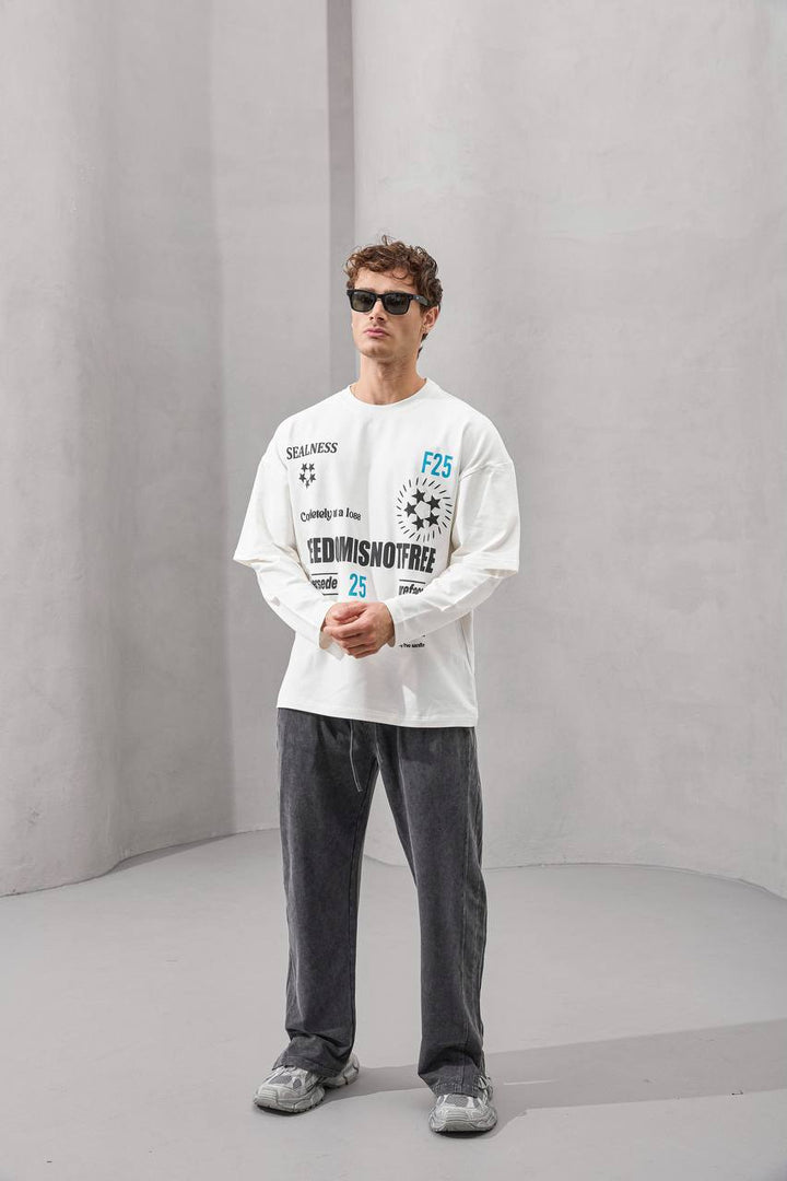 2morrow Oversized Graphic Text Print in White