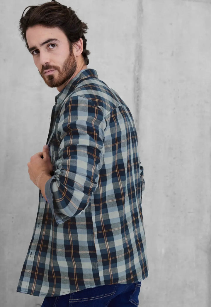 Street One Men plaid shirt in orange and blue