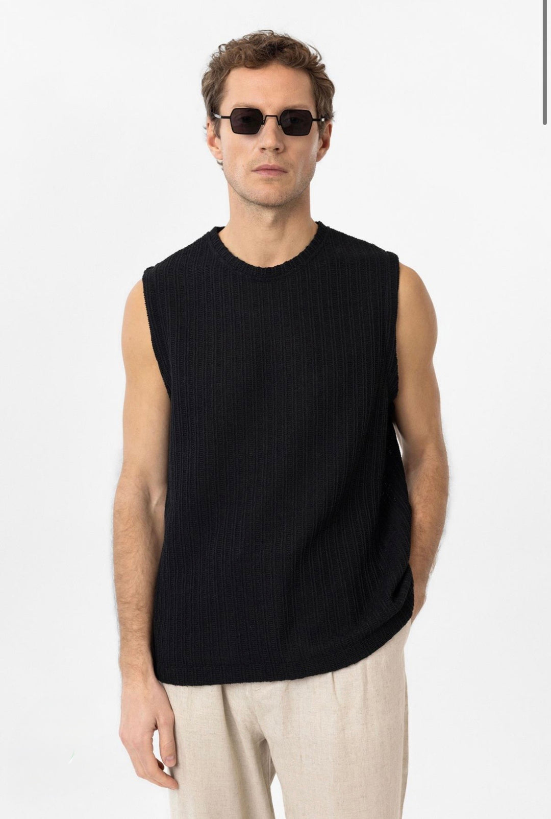 Antioch Textured Men's Tank Top in black
