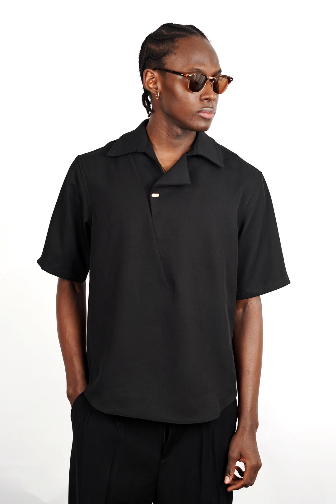 M Studio Flap Polo Shirt in Black
