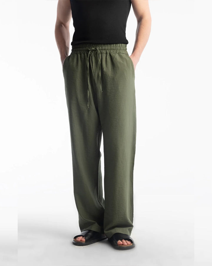 Retro club Cotton Blend Linen pants in green