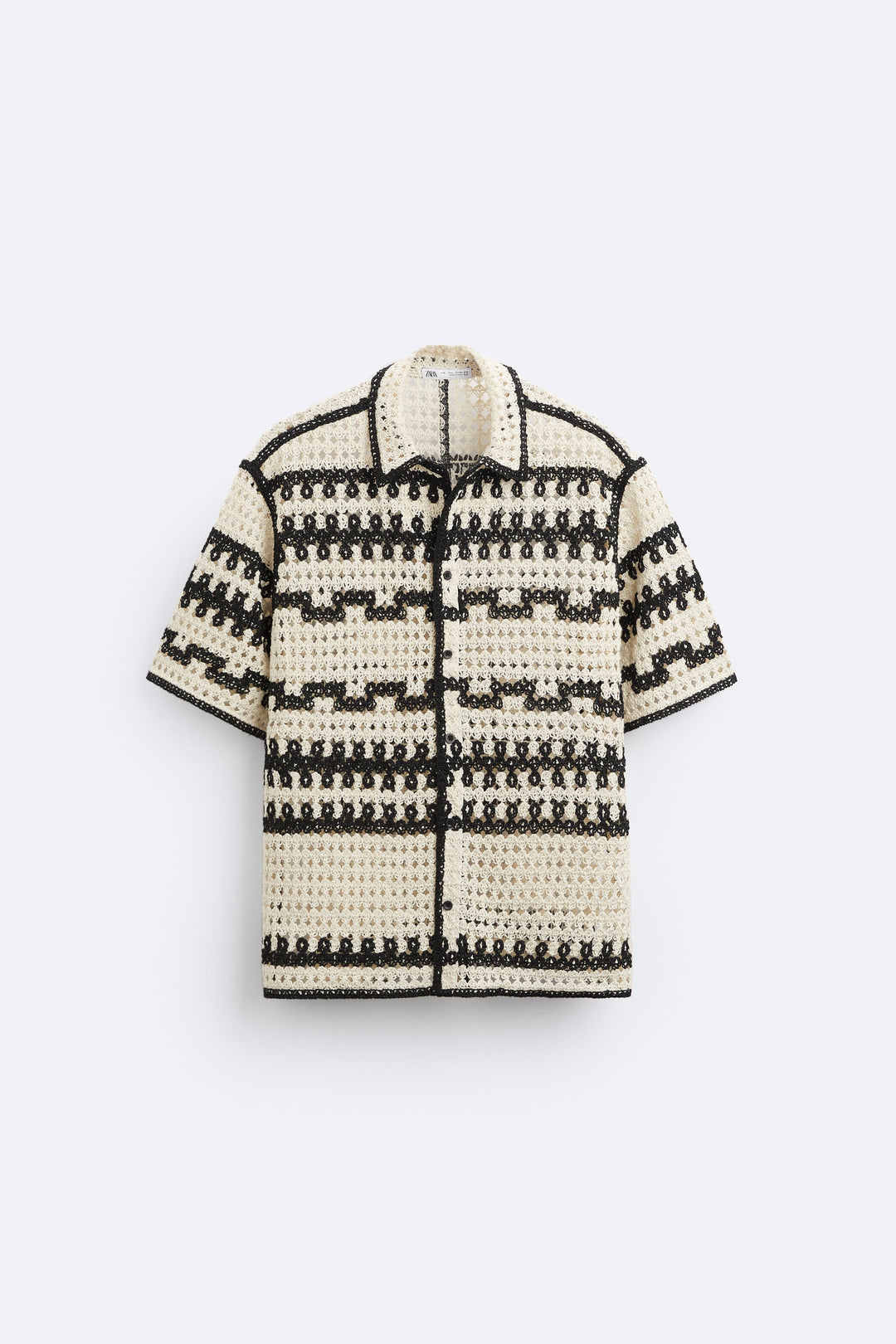 ZARA CONTRAST CROCHET SHIRT