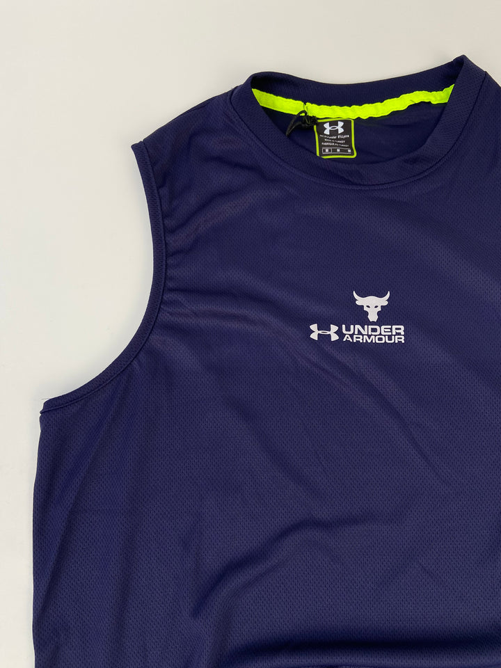 Under armour armless sports t-shirt in navy blue