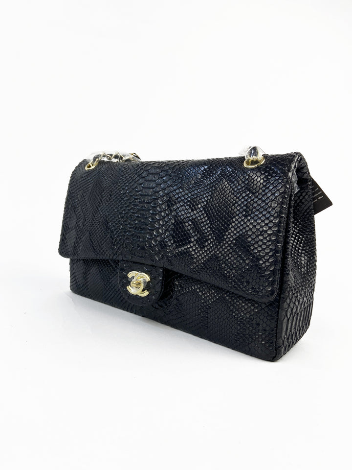 Chanel Croc Skin Maxi Handbag in black