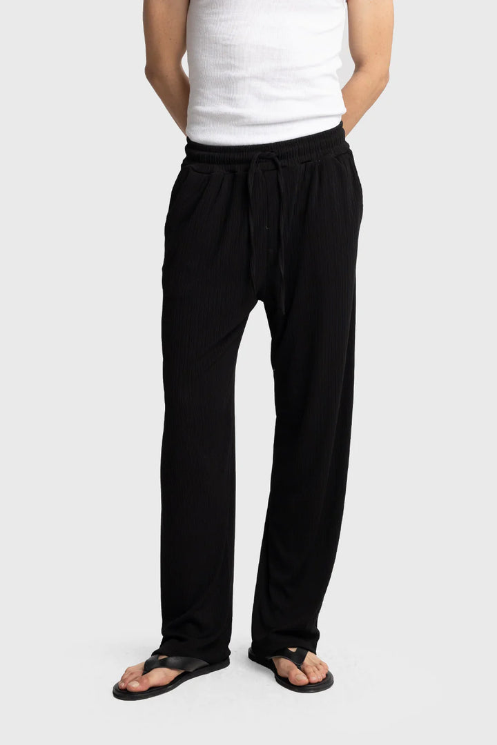 Giesto Tall Creased Linen pants in black