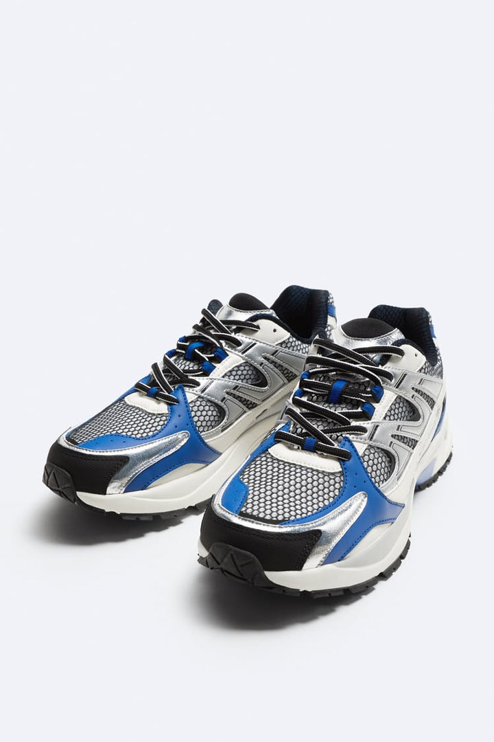 ZARA MULTICOLORED RUNNING SNEAKERS IN BLUE