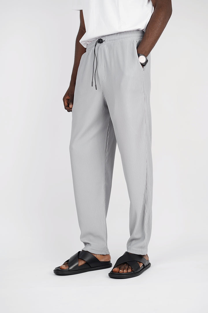 Spruce pleated pants with toggle drawstring in gray