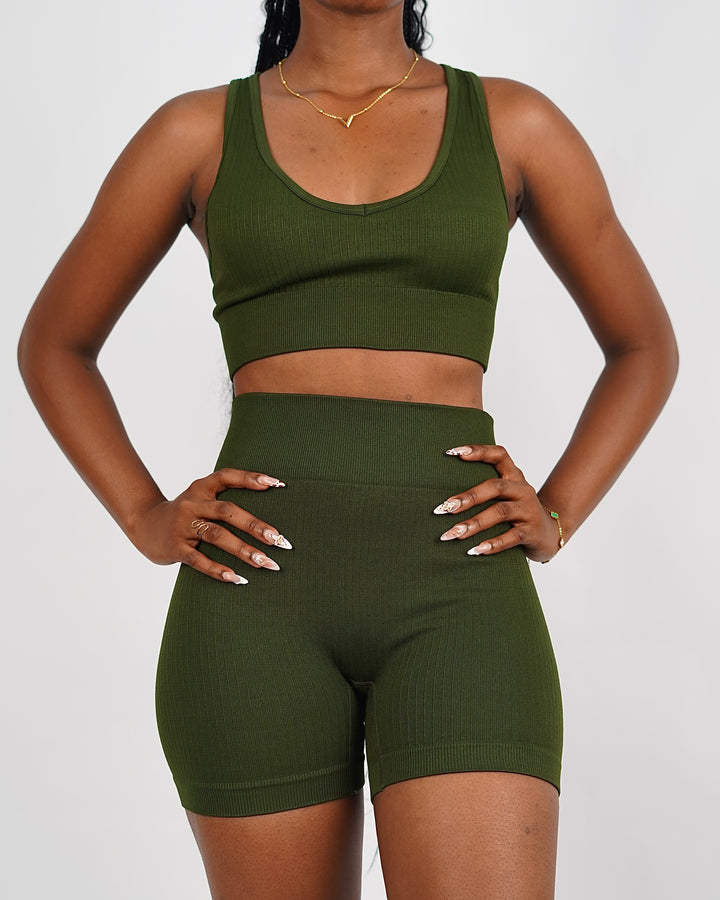 Garm Island Seamless Ribbed Tank Vest in Green
