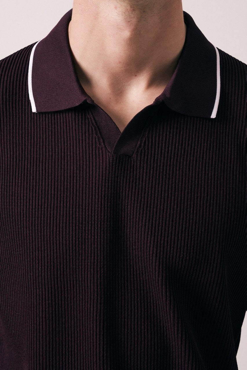 Massimo Collar detail polo shirt in burgundy