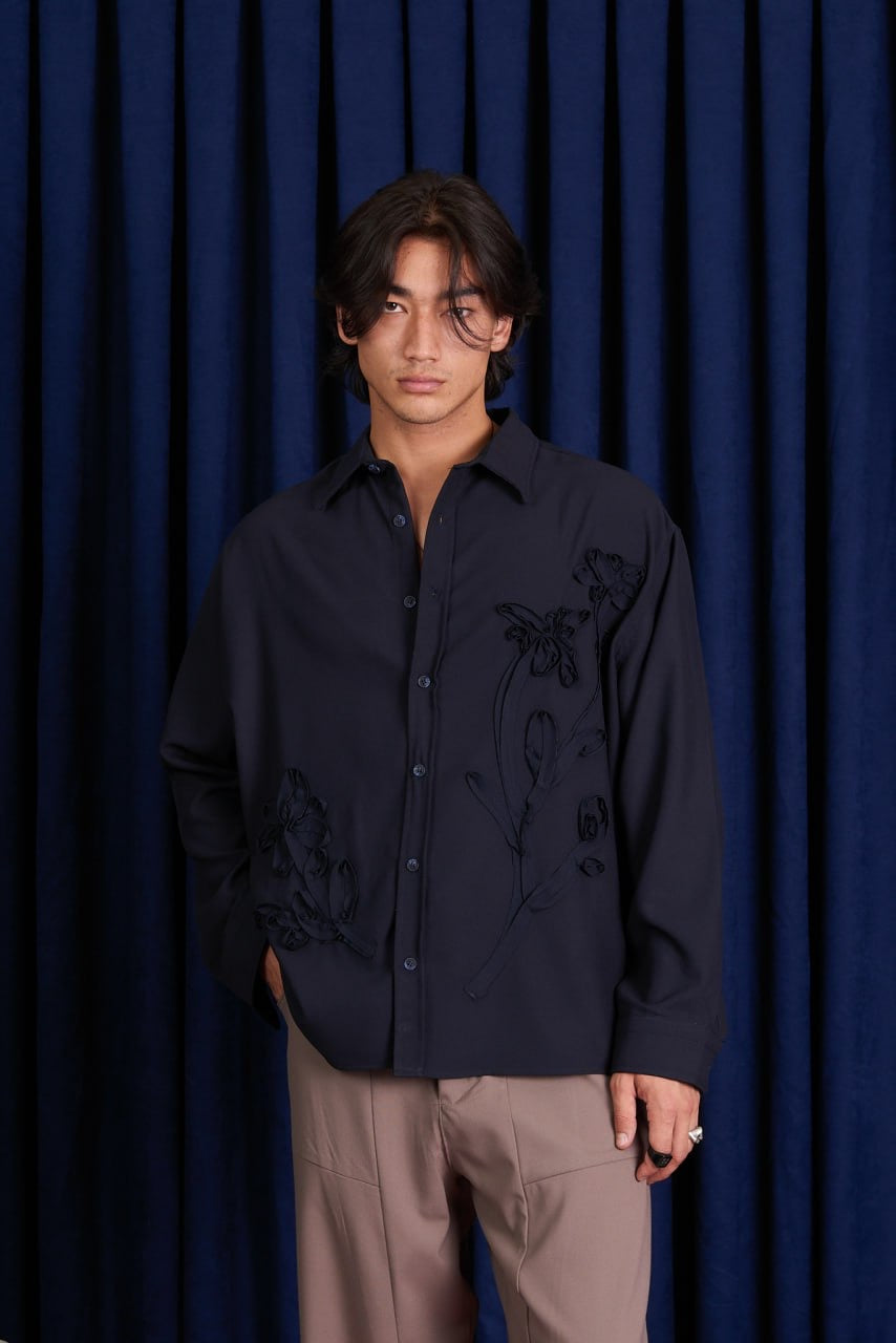 Kaen Textured Shirt in Navy Blue