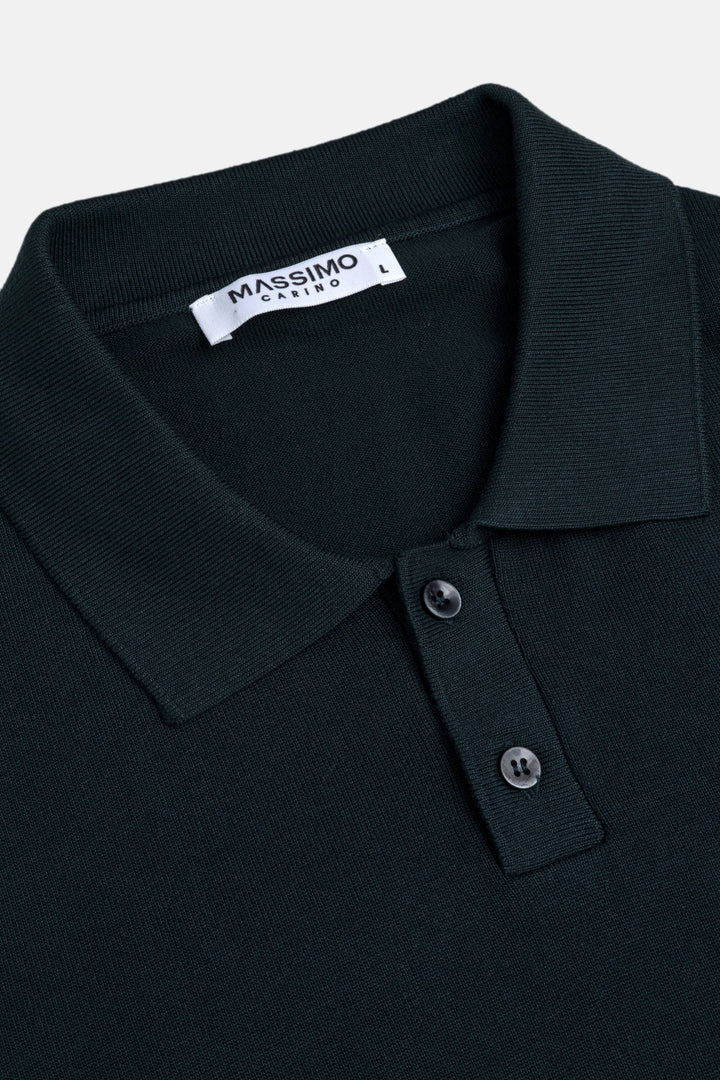 Massimo long sleeve knit polo shirt in green