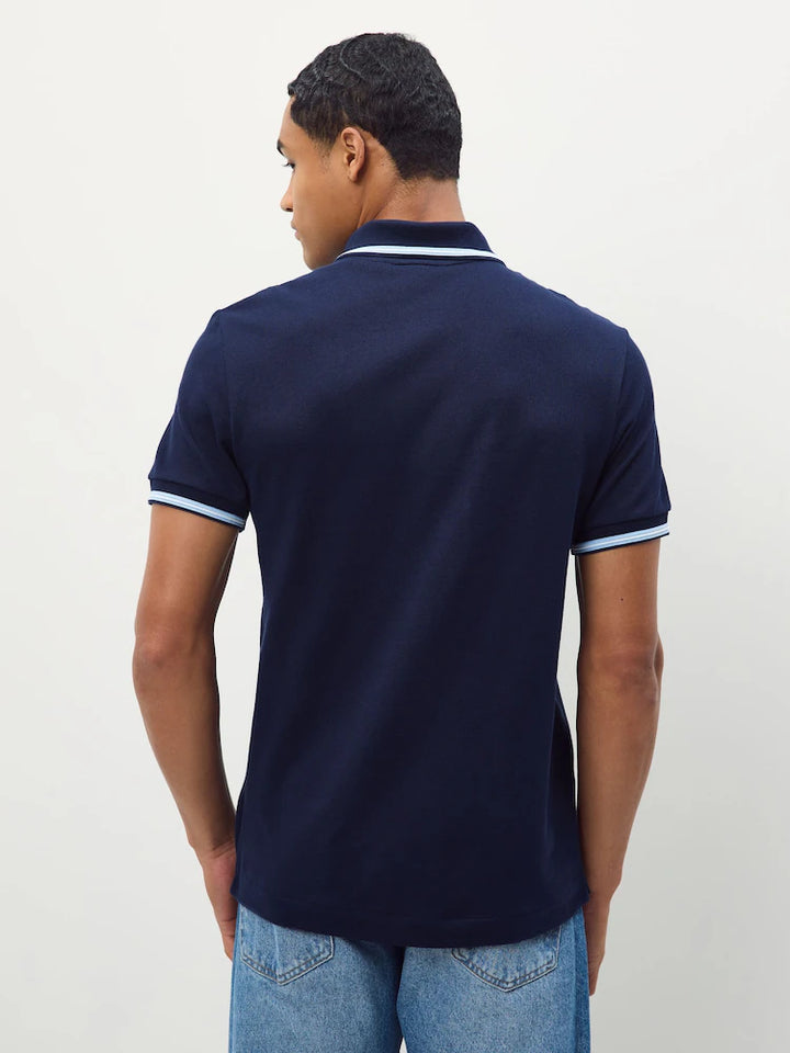 Lacoste Tipped Short Sleeve Polo Shirt in Navy