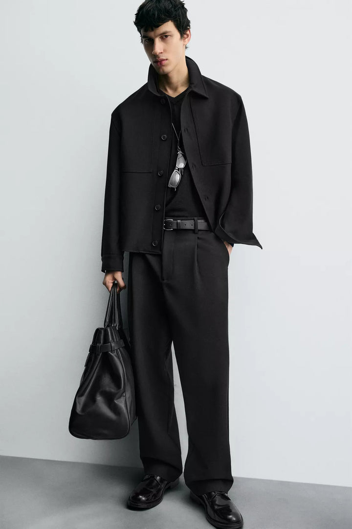 Snazzy smart wide leg pants in black