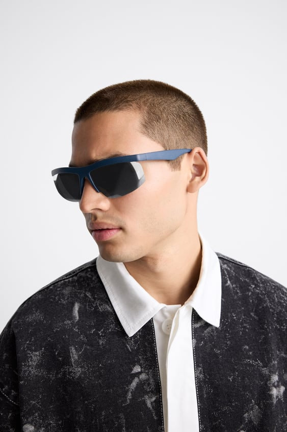 ZARA ACID WASH DENIM POLO SHIRT