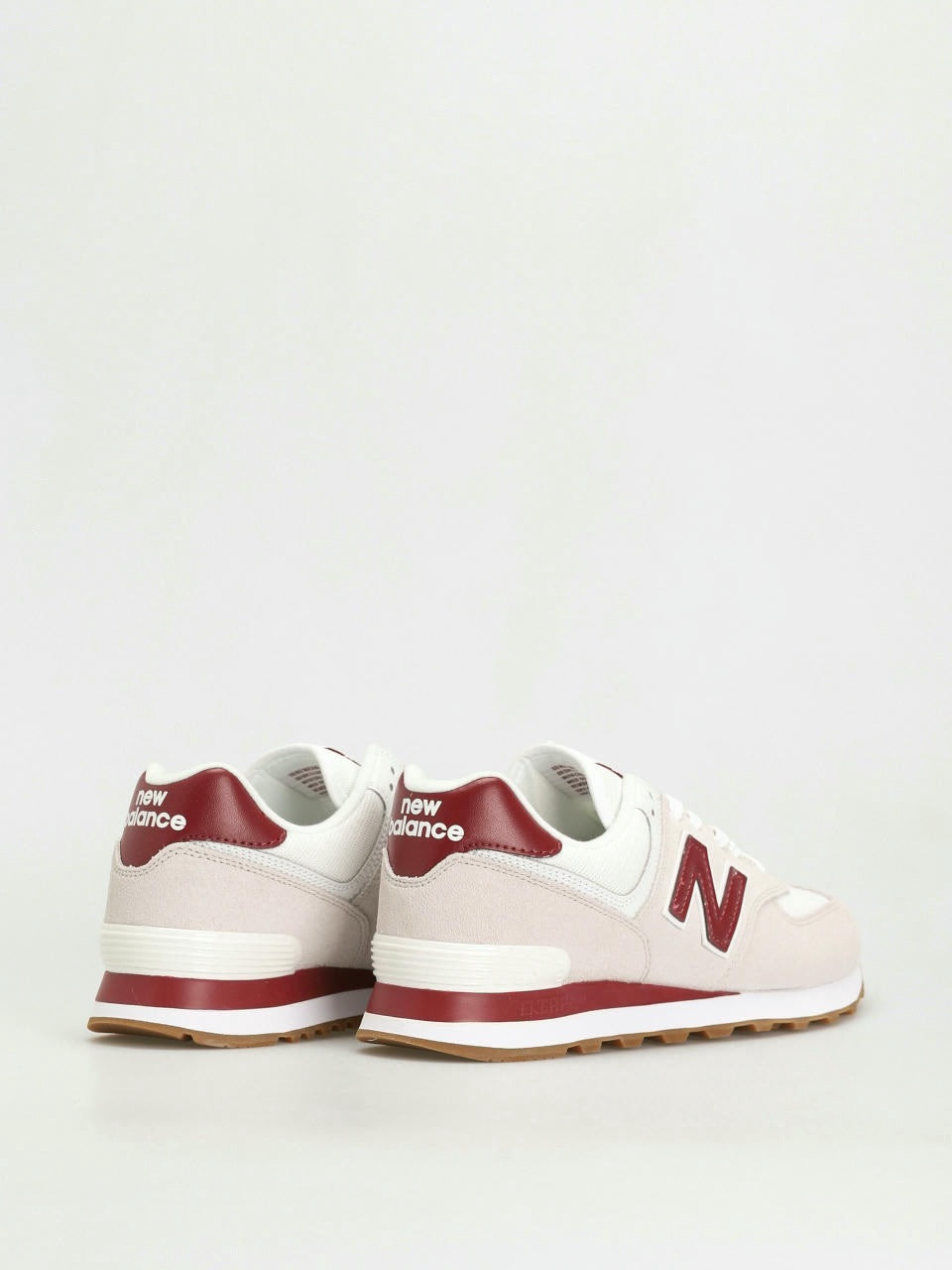 New balance 574 trainers in off white and burgundy