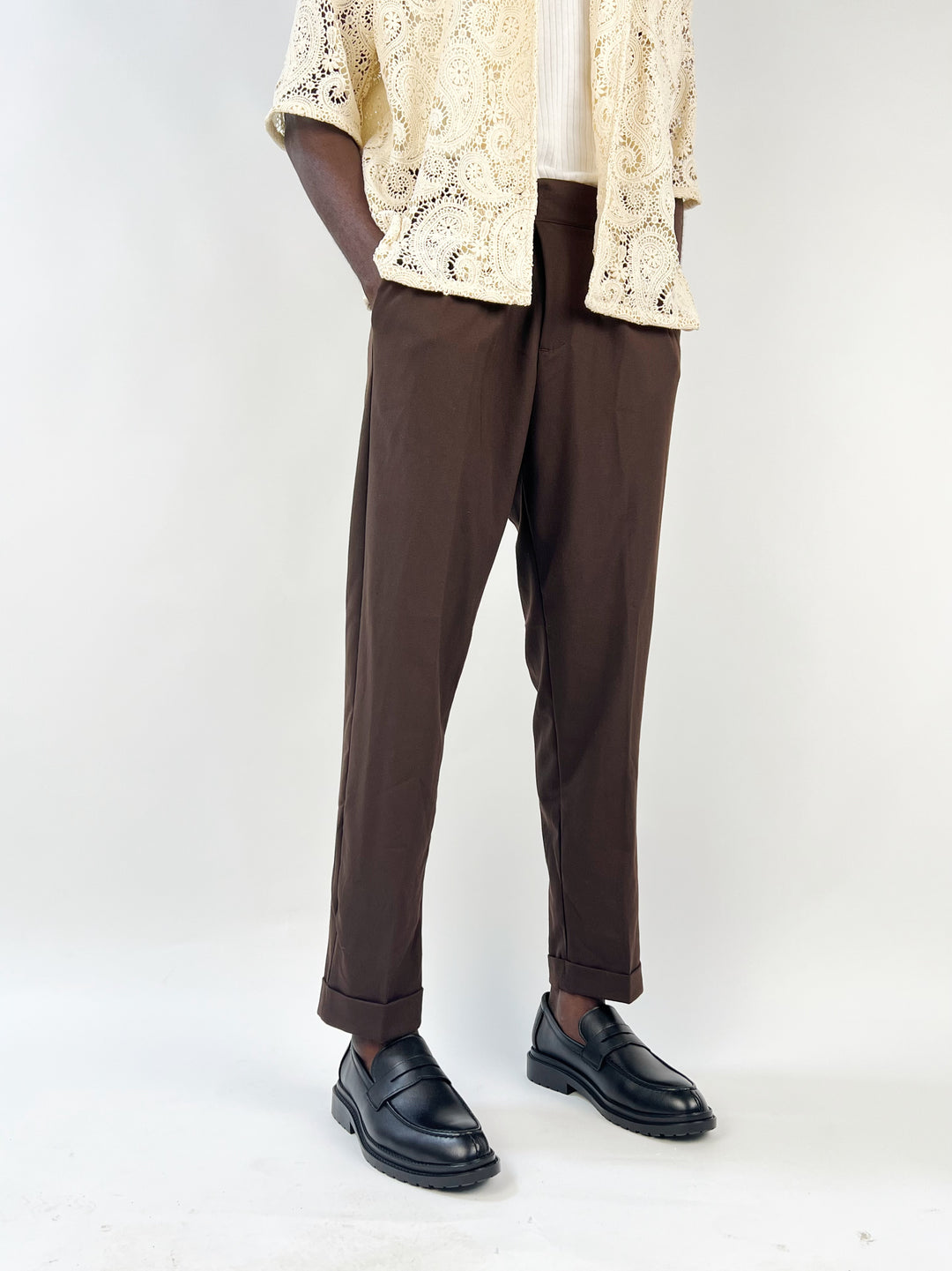 GIESTO belted pants in brown