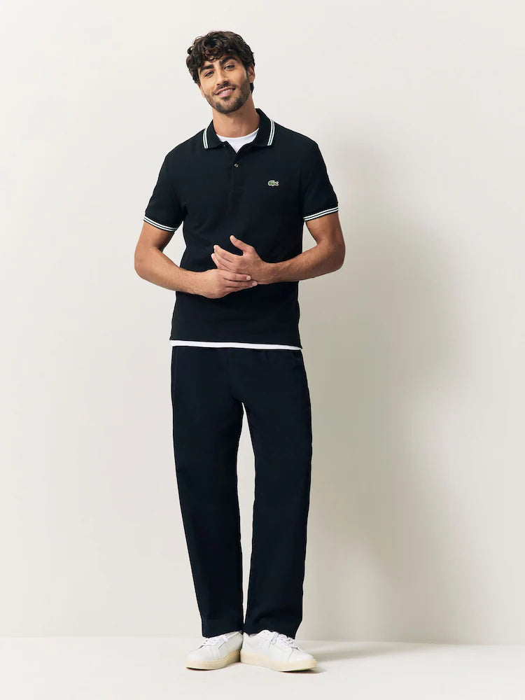 Lacoste Tipped Short Sleeve Polo Shirt in Black
