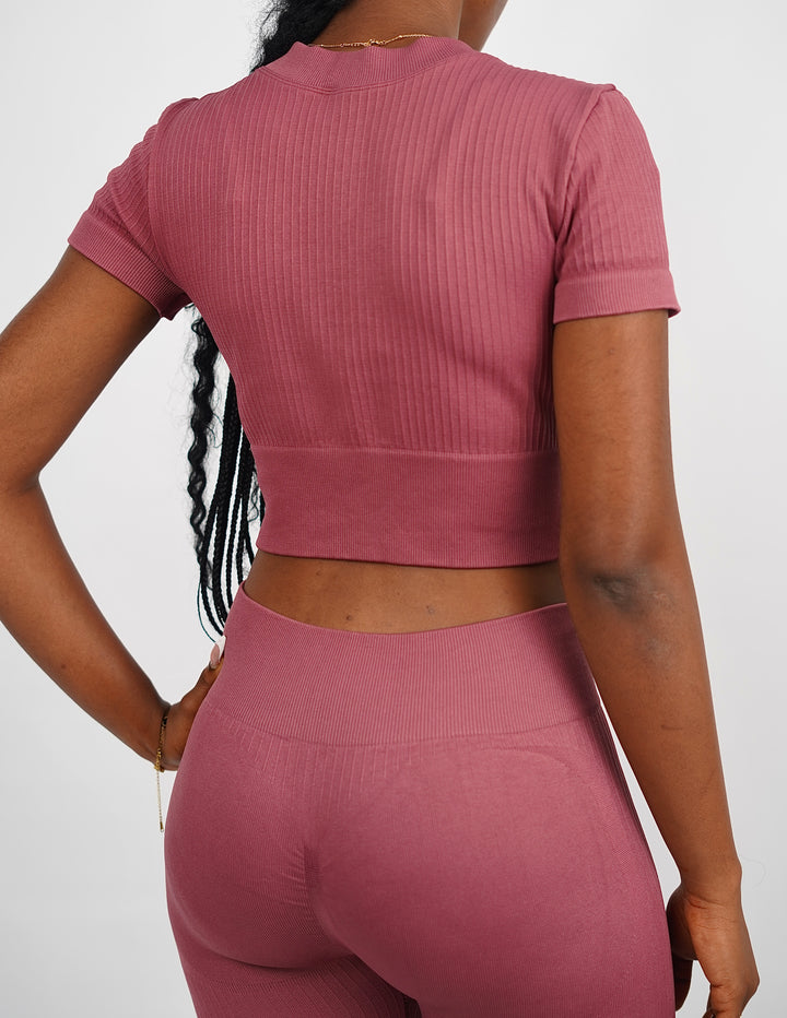 Garm Island Seamless Ribbed Short Sleeve in magenta