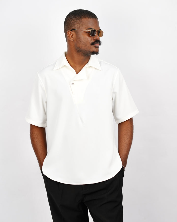 M Studio Flap Polo Shirt in White