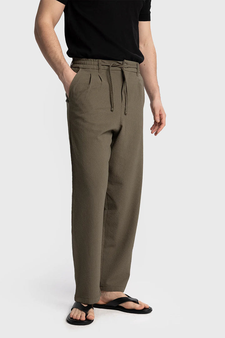 Giesto Gofre roped trousers in khaki