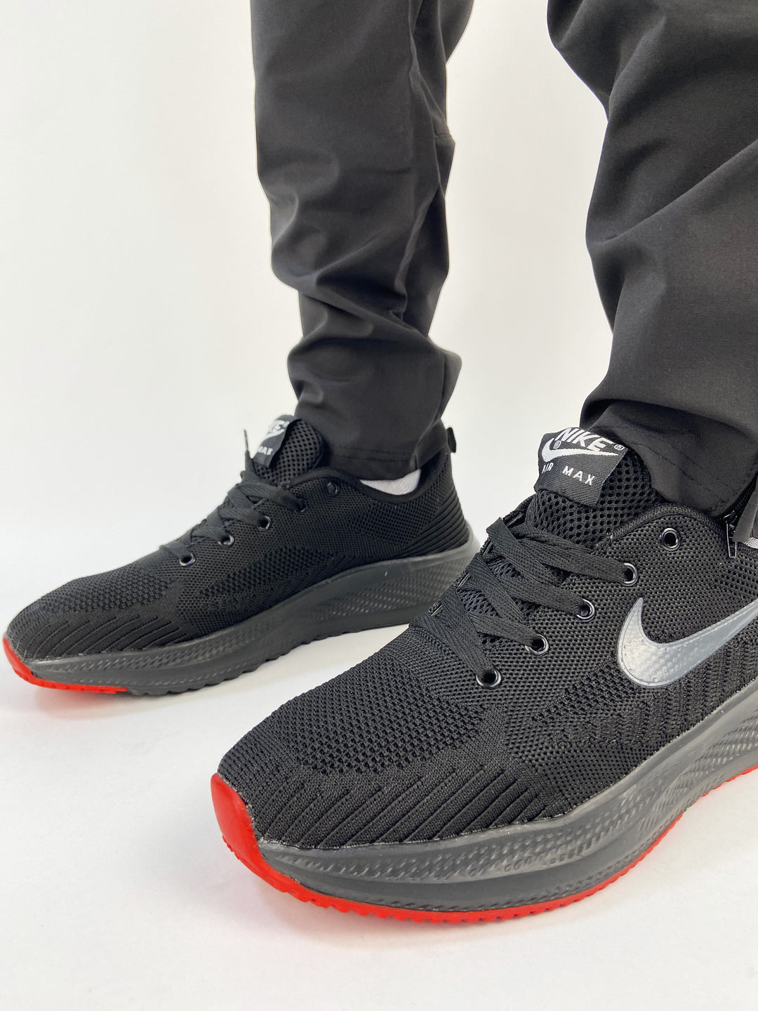 Nike air max knit trainers with black&red sole