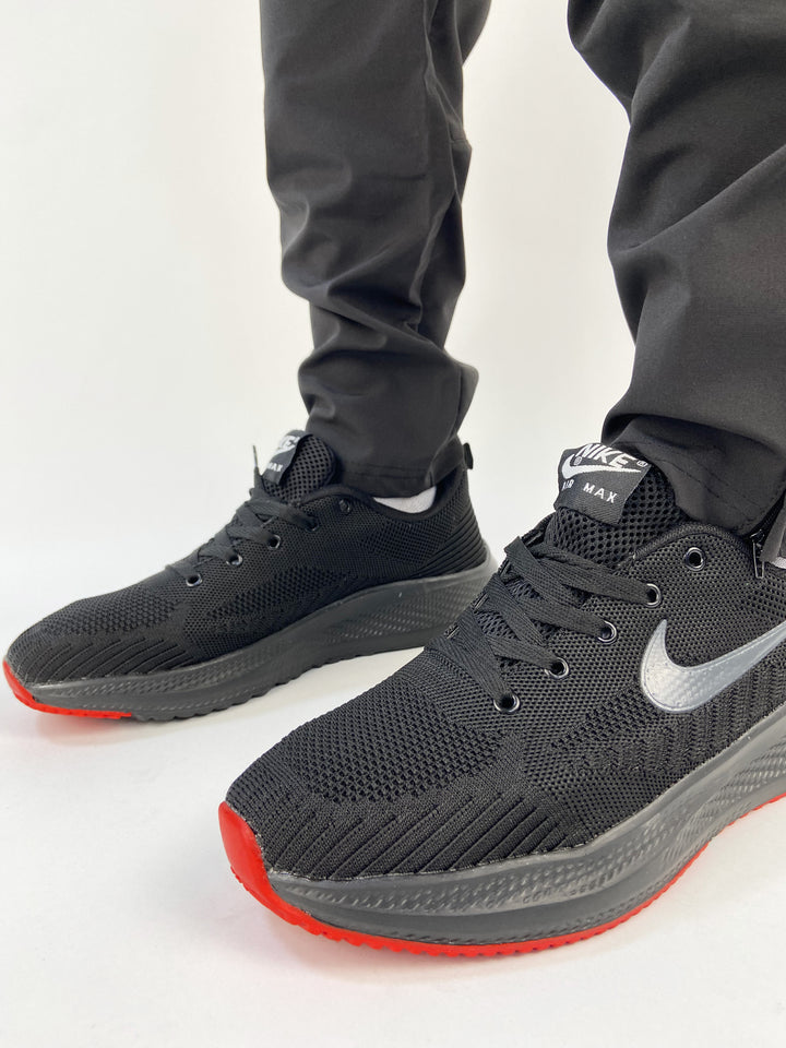 Nike air max knit trainers with black&red sole