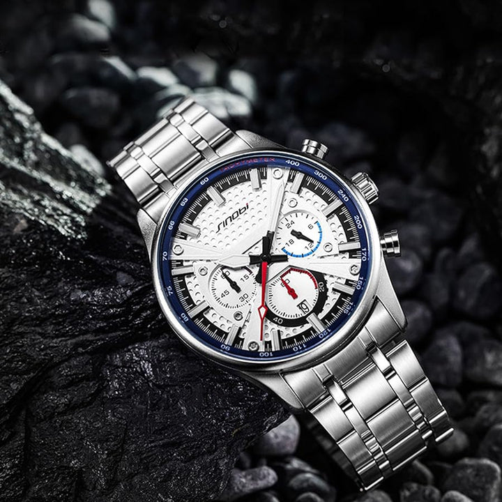 Sinobi Sleek Quarts Men’s Watch in Silver