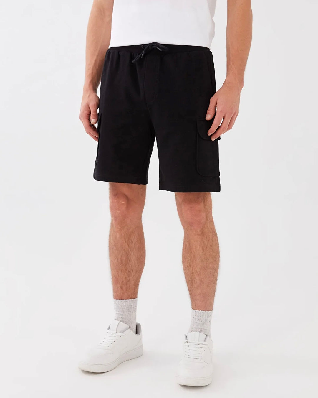 XC jersey cargo sweat shorts in black